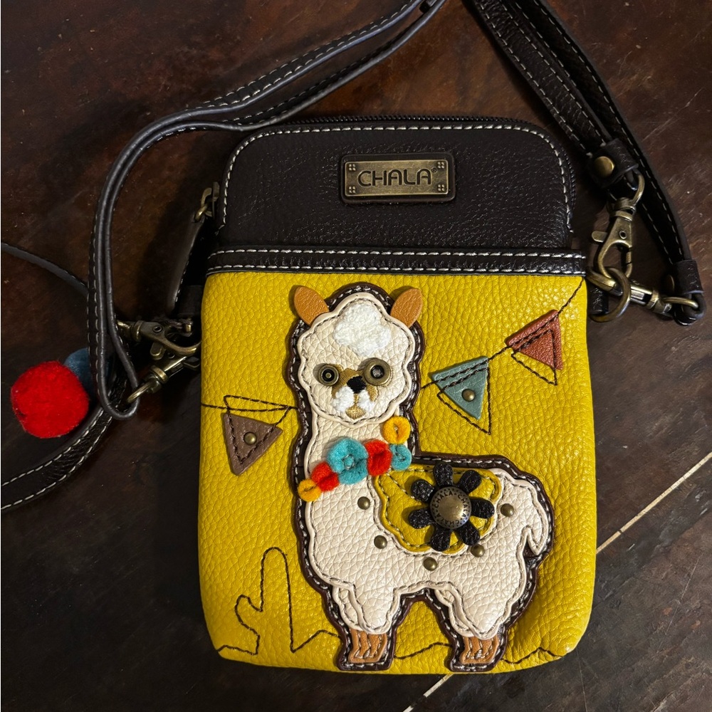 Chala Llama Crossbody Bag in Yellow and Brown Cell Phone Purse